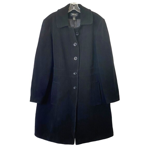 Style and Co Women Single Breasted Pea Coat Plus Size 18W Black Mid Length Flaw - Picture 1 of 12